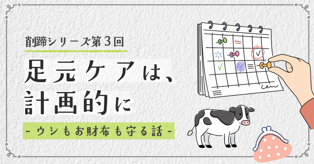 削蹄シリーズ第３回　足元ケアは、計画的に　牛もお財布も守る話