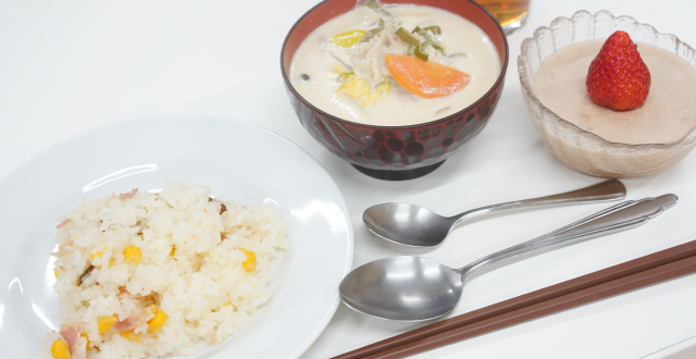 牛乳たっぷり使った料理が完成!